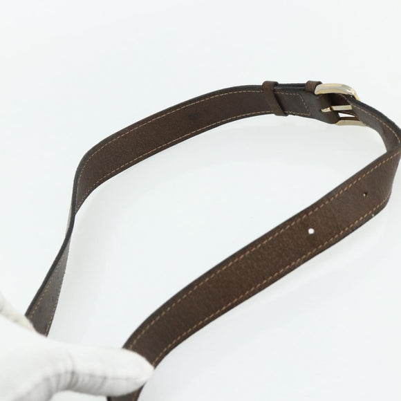GUCCI Web Sherry Line Shoulder Bag Leather Brown Gold Red Auth 180133