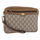 GUCCI GG Plus Supreme Clutch Bag PVC Beige Gold Auth 180134-1