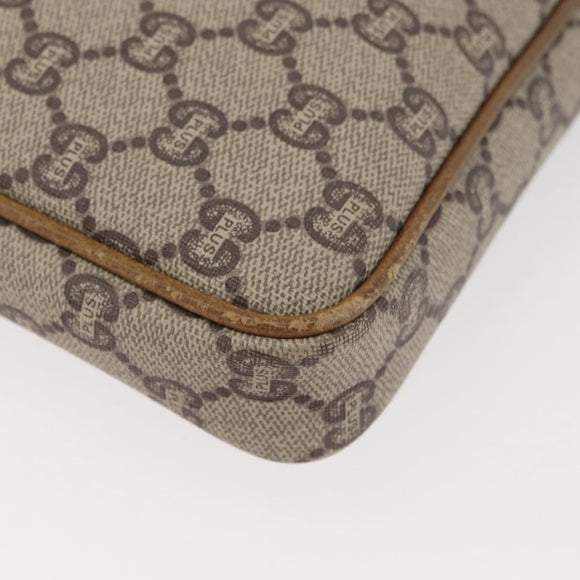 GUCCI GG Plus Supreme Clutch Bag PVC Beige Gold Auth 180134