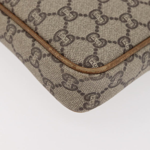 GUCCI GG Plus Supreme Clutch Bag PVC Beige Gold Auth 180134
