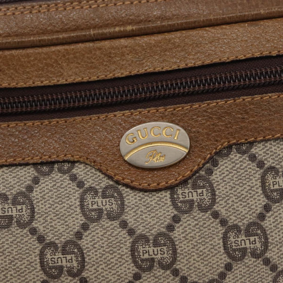 GUCCI GG Plus Supreme Clutch Bag PVC Beige Gold Auth 180134