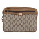 GUCCI GG Plus Supreme Clutch Bag PVC Beige Gold Auth 180134-2
