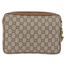 GUCCI GG Plus Supreme Clutch Bag PVC Beige Gold Auth 180134-3