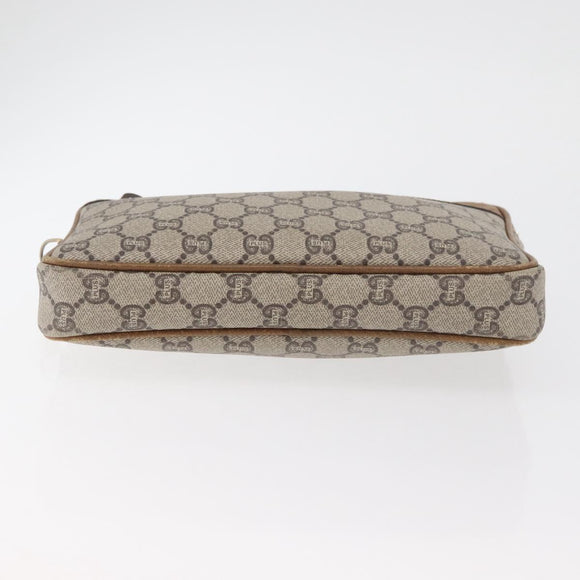 GUCCI GG Plus Supreme Clutch Bag PVC Beige Gold Auth 180134