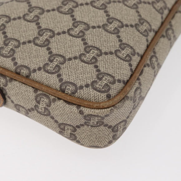 GUCCI GG Plus Supreme Clutch Bag PVC Beige Gold Auth 180134