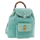 GUCCI Bamboo Backpack Suede Light Blue Gold 003 1998 0030 Auth 180137A-1
