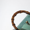 GUCCI Bamboo Backpack Suede Light Blue Gold 003 1998 0030 Auth 180137A-10