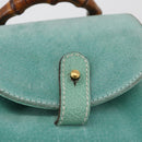 GUCCI Bamboo Backpack Suede Light Blue Gold 003 1998 0030 Auth 180137A-19