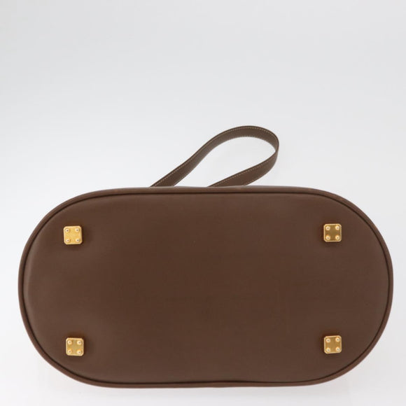 LOEWE Anagram Hand Bag Leather 2way Brown Gold Auth 180138A