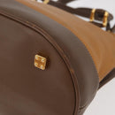 LOEWE Anagram Hand Bag Leather 2way Brown Gold Auth 180138A-17