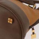 LOEWE Anagram Hand Bag Leather 2way Brown Gold Auth 180138A-19