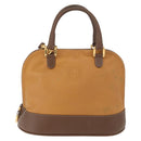 LOEWE Anagram Hand Bag Leather 2way Brown Gold Auth 180138A-13