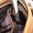 LOEWE Anagram Hand Bag Leather 2way Brown Gold Auth 180138A-22