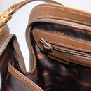 LOEWE Anagram Hand Bag Leather 2way Brown Gold Auth 180138A-24