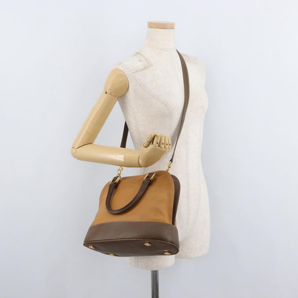 LOEWE Anagram Hand Bag Leather 2way Brown Gold Auth 180138A