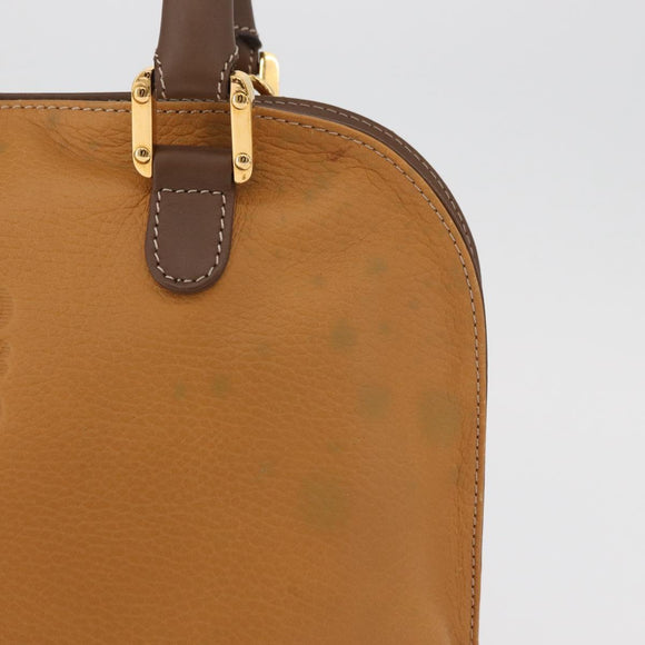 LOEWE Anagram Hand Bag Leather 2way Brown Gold Auth 180138A
