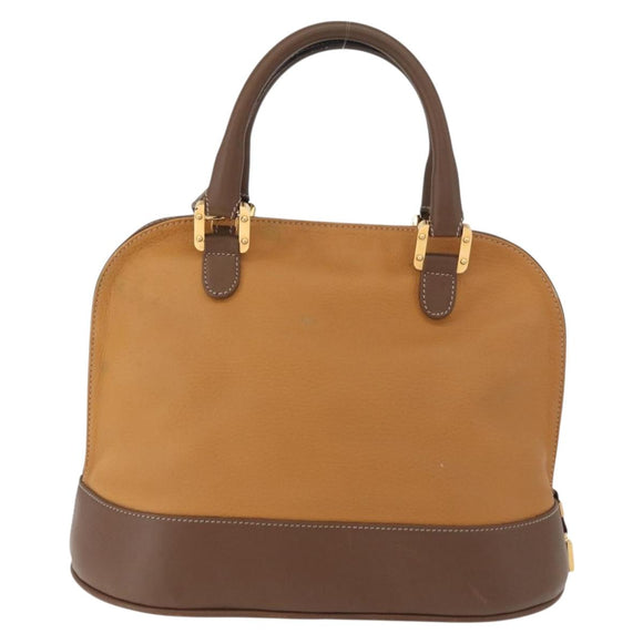 LOEWE Anagram Hand Bag Leather 2way Brown Gold Auth 180138A