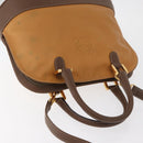 LOEWE Anagram Hand Bag Leather 2way Brown Gold Auth 180138A-7