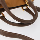 LOEWE Anagram Hand Bag Leather 2way Brown Gold Auth 180138A-8