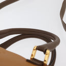 LOEWE Anagram Hand Bag Leather 2way Brown Gold Auth 180138A-14