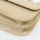 PRADA Chain Shoulder Bag Leather Beige Silver Auth 180139-9
