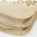 PRADA Chain Shoulder Bag Leather Beige Silver Auth 180139-15