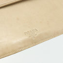 PRADA Chain Shoulder Bag Leather Beige Silver Auth 180139-10