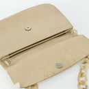 PRADA Chain Shoulder Bag Leather Beige Silver Auth 180139-11