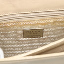 PRADA Chain Shoulder Bag Leather Beige Silver Auth 180139-17