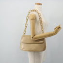 PRADA Chain Shoulder Bag Leather Beige Silver Auth 180139-24