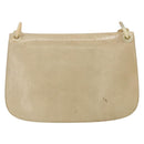 PRADA Chain Shoulder Bag Leather Beige Silver Auth 180139-2