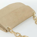 PRADA Chain Shoulder Bag Leather Beige Silver Auth 180139-6