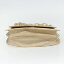 PRADA Chain Shoulder Bag Leather Beige Silver Auth 180139-5