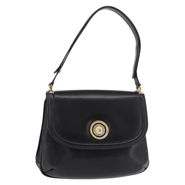 GUCCI Shoulder Bag Leather Black Gold Auth 180143