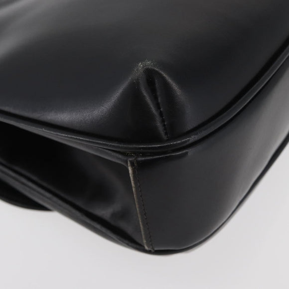 GUCCI Shoulder Bag Leather Black Gold Auth 180143