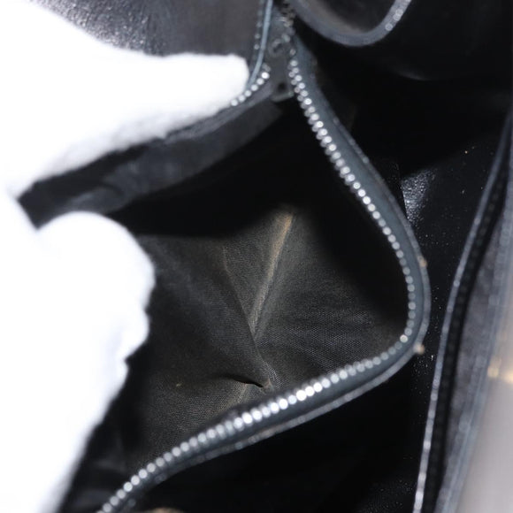 GUCCI Shoulder Bag Leather Black Gold Auth 180143