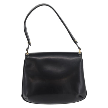 GUCCI Shoulder Bag Leather Black Gold Auth 180143 - 0