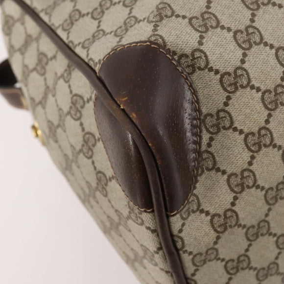 GUCCI GG Supreme Web Sherry Line Boston Bag PVC Beige Red Auth 180146