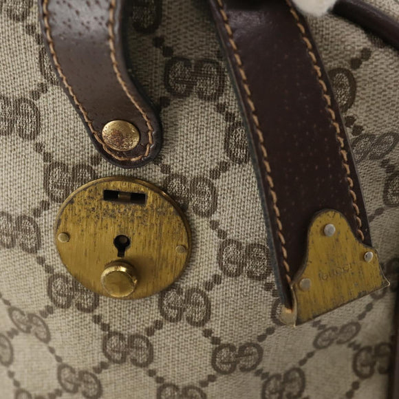GUCCI GG Supreme Web Sherry Line Boston Bag PVC Beige Red Auth 180146