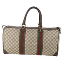 GUCCI GG Supreme Web Sherry Line Boston Bag PVC Beige Red Auth 180146-2