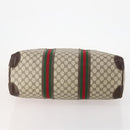 GUCCI GG Supreme Web Sherry Line Boston Bag PVC Beige Red Auth 180146-5