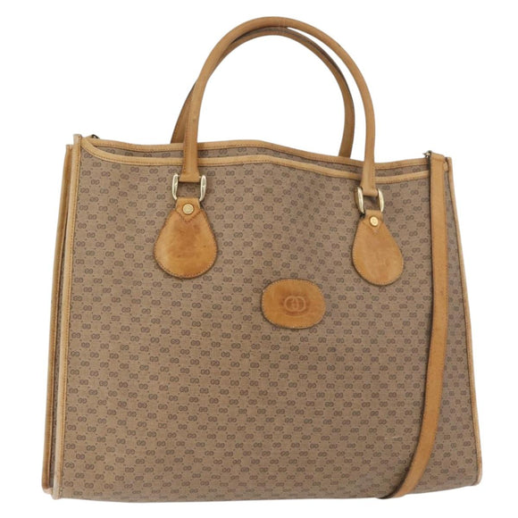 GUCCI Micro GG Supreme Tote Bag PVC 2way Beige Gold 002 904 0556 Auth 180147