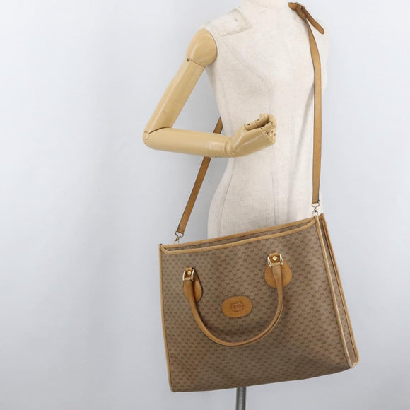 GUCCI Micro GG Supreme Tote Bag PVC 2way Beige Gold 002 904 0556 Auth 180147