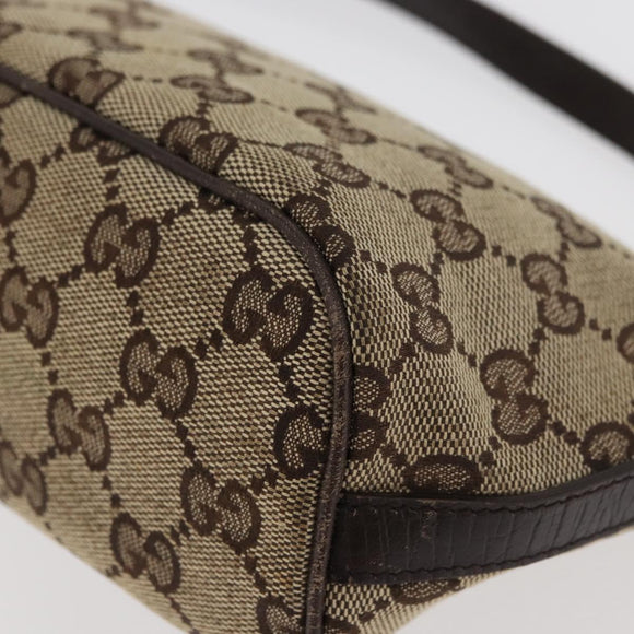 GUCCI GG Canvas Accessory Pouch Beige Silver 141809 Auth 180149