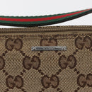 GUCCI GG Canvas Accessory Pouch Beige Silver 141809 Auth 180149-14