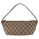 GUCCI GG Canvas Accessory Pouch Beige Silver 141809 Auth 180149-2