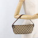 GUCCI GG Canvas Accessory Pouch Beige Silver 141809 Auth 180149-21