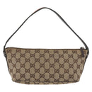 GUCCI GG Canvas Accessory Pouch Beige Silver 141809 Auth 180149-3