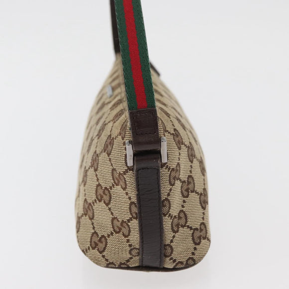 GUCCI GG Canvas Accessory Pouch Beige Silver 141809 Auth 180149