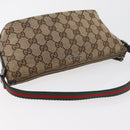 GUCCI GG Canvas Accessory Pouch Beige Silver 141809 Auth 180149-6